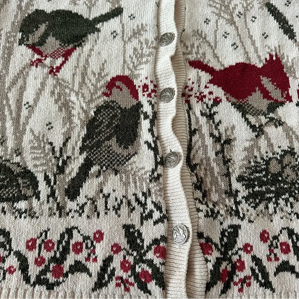 Vintage Northern Reflections Sweater Vest Bird Floral Cottagecore Prairie XL - Picture 2 of 8